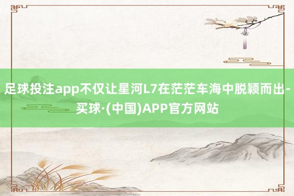 足球投注app不仅让星河L7在茫茫车海中脱颖而出-买球·(中国)APP官方网站