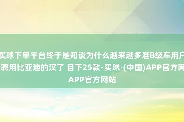 买球下单平台终于是知谈为什么越来越多准B级车用户 去聘用比亚迪的汉了 目下25款-买球·(中国)APP官方网站