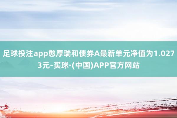 足球投注app憨厚瑞和债券A最新单元净值为1.0273元-买球·(中国)APP官方网站