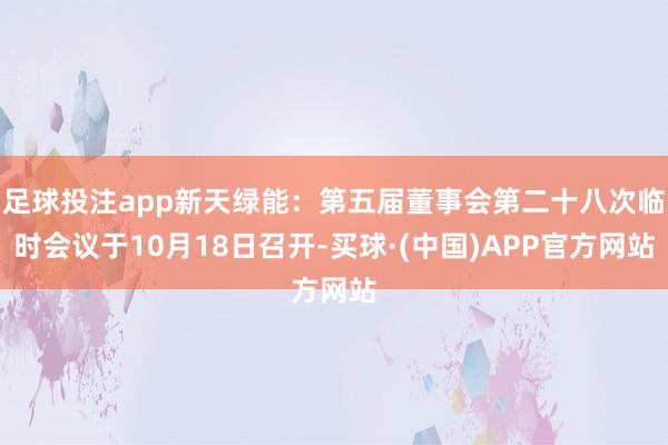 足球投注app新天绿能：第五届董事会第二十八次临时会议于10月18日召开-买球·(中国)APP官方网站