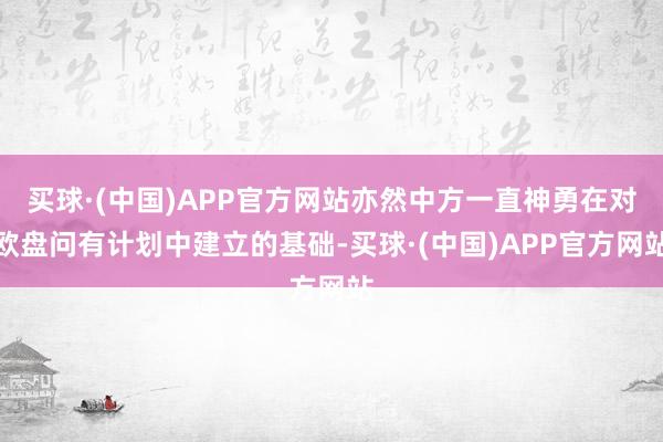 买球·(中国)APP官方网站亦然中方一直神勇在对欧盘问有计划中建立的基础-买球·(中国)APP官方网站