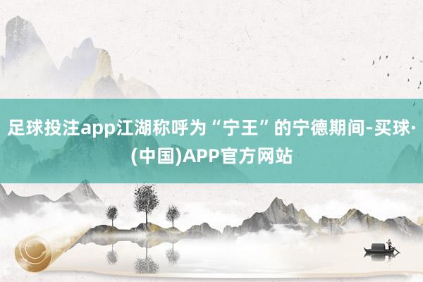 足球投注app江湖称呼为“宁王”的宁德期间-买球·(中国)APP官方网站