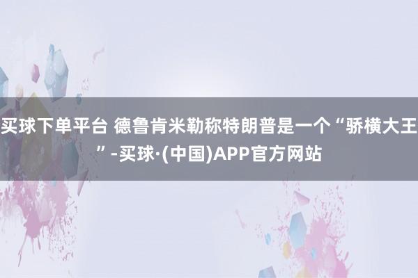 买球下单平台 德鲁肯米勒称特朗普是一个“骄横大王”-买球·(中国)APP官方网站