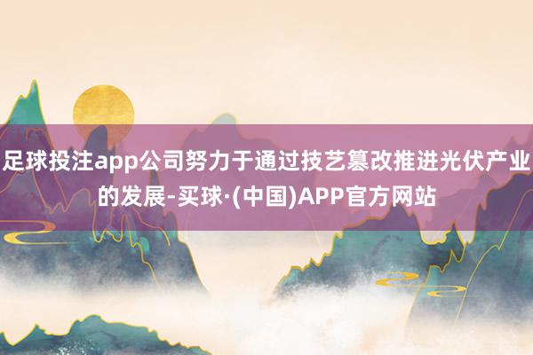 足球投注app公司努力于通过技艺篡改推进光伏产业的发展-买球·(中国)APP官方网站