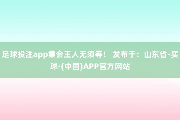 足球投注app集会王人无须等！ 发布于：山东省-买球·(中国)APP官方网站