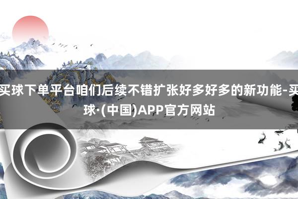 买球下单平台咱们后续不错扩张好多好多的新功能-买球·(中国)APP官方网站