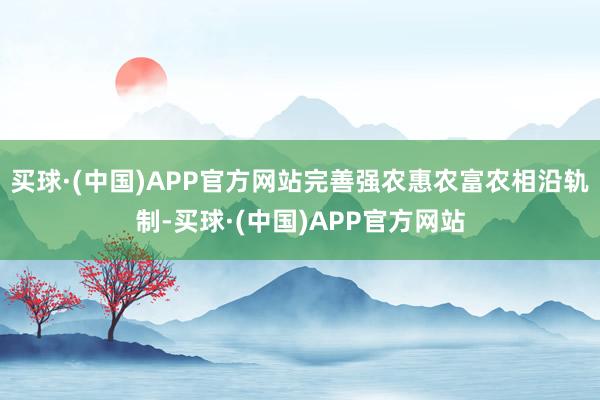 买球·(中国)APP官方网站完善强农惠农富农相沿轨制-买球·(中国)APP官方网站