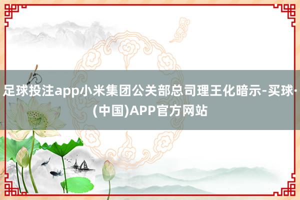 足球投注app小米集团公关部总司理王化暗示-买球·(中国)APP官方网站