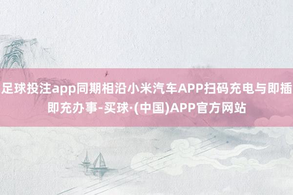 足球投注app同期相沿小米汽车APP扫码充电与即插即充办事-买球·(中国)APP官方网站