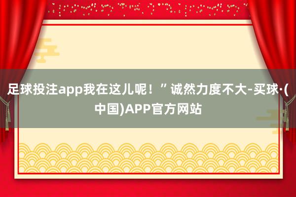 足球投注app我在这儿呢！”诚然力度不大-买球·(中国)APP官方网站