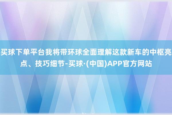 买球下单平台我将带环球全面理解这款新车的中枢亮点、技巧细节-买球·(中国)APP官方网站