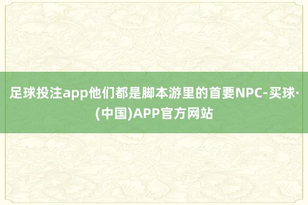 足球投注app他们都是脚本游里的首要NPC-买球·(中国)APP官方网站