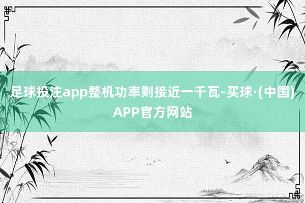 足球投注app整机功率则接近一千瓦-买球·(中国)APP官方网站