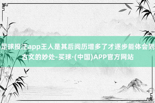 足球投注app王人是其后阅历增多了才逐步能体会到古文的妙处-买球·(中国)APP官方网站