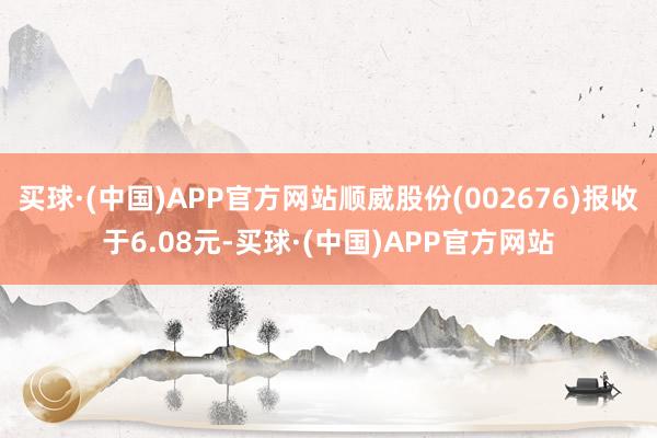 买球·(中国)APP官方网站顺威股份(002676)报收于6.08元-买球·(中国)APP官方网站